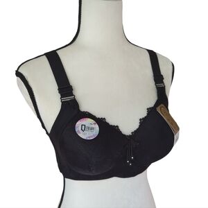 NWT Tianjiaolan Lace Jeweled Wireless Full Coverage Bra 40 Black